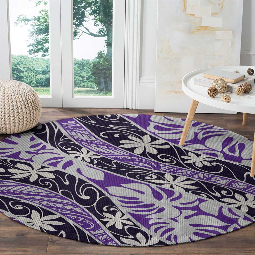 Vareau Tahiti Tiare Monstera Round Carpet Polynesian Pattern Curve Style - Polynesian Pride