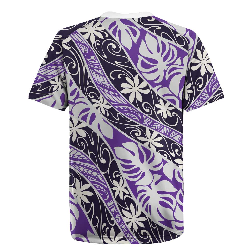 Vareau Tahiti Tiare Monstera Rugby Jersey Polynesian Pattern Curve Style - Polynesian Pride
