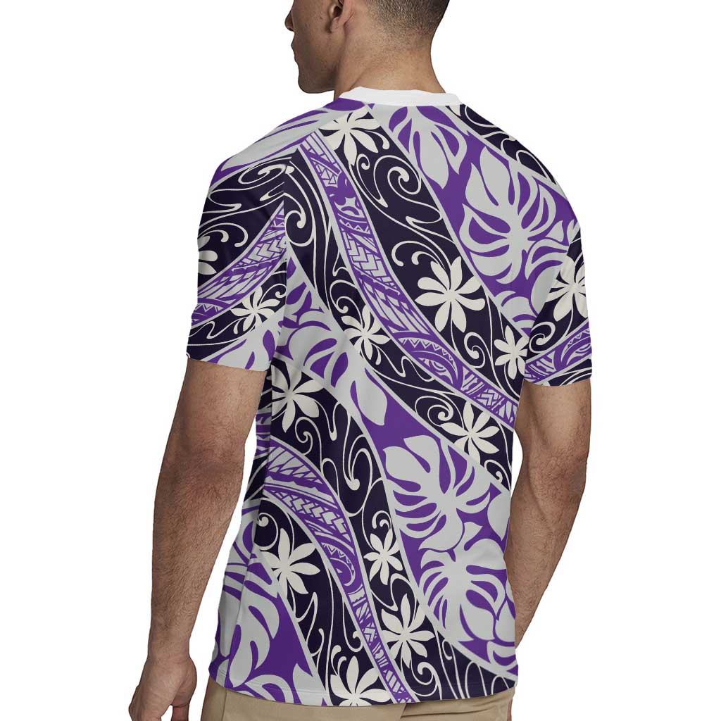 Vareau Tahiti Tiare Monstera Rugby Jersey Polynesian Pattern Curve Style - Polynesian Pride