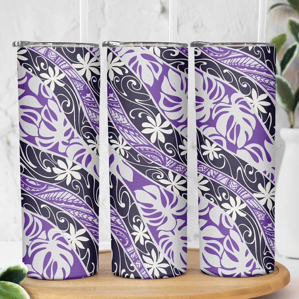 Vareau Tahiti Tiare Monstera Skinny Tumbler Polynesian Pattern Curve Style - Polynesian Pride