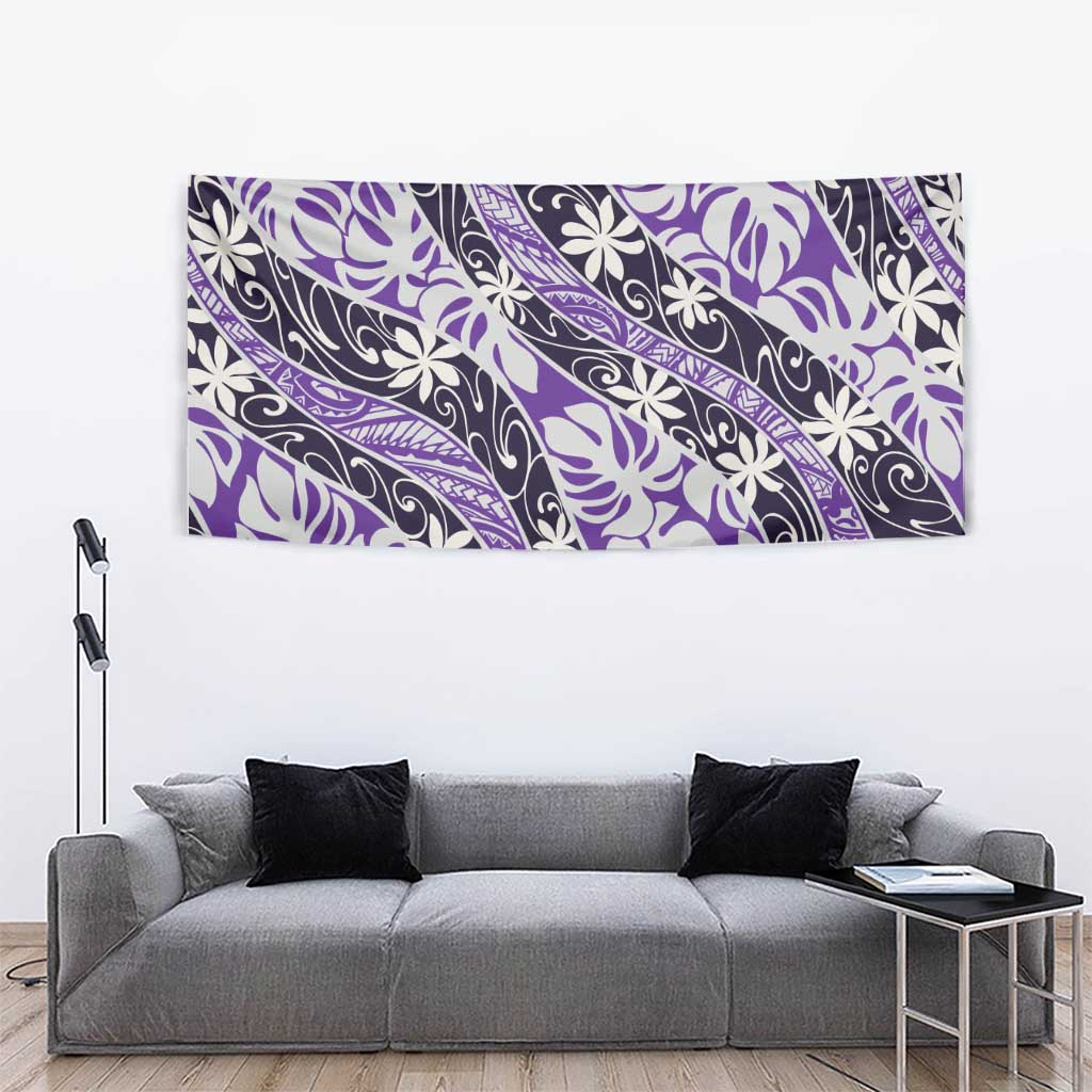 Vareau Tahiti Tiare Monstera Tapestry Polynesian Pattern Curve Style - Polynesian Pride