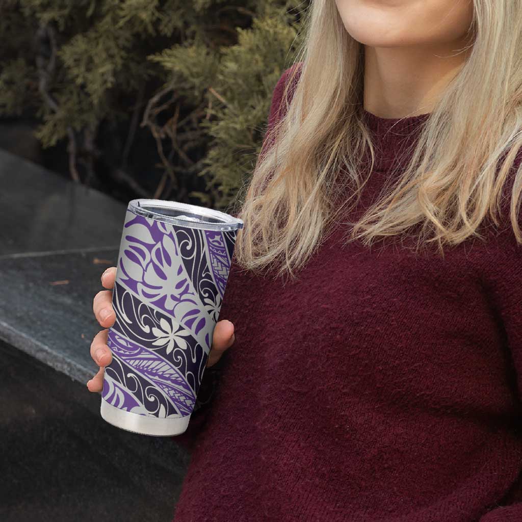 Vareau Tahiti Tiare Monstera Tumbler Cup Polynesian Pattern Curve Style - Polynesian Pride