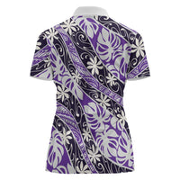Vareau Tahiti Tiare Monstera Women Polo Shirt Polynesian Pattern Curve Style - Polynesian Pride