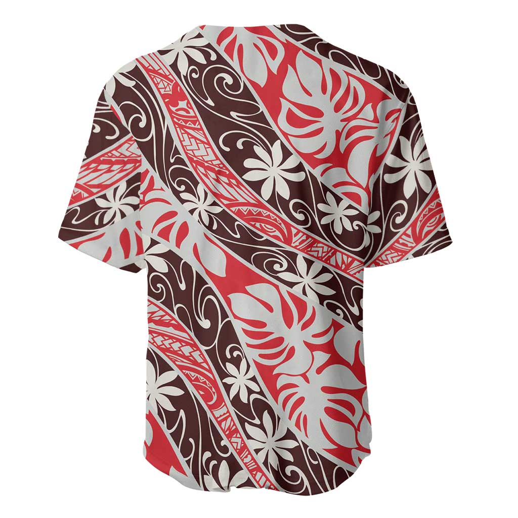 Uteute Tahiti Tiare Monstera Baseball Jersey Polynesian Pattern Curve Style - Polynesian Pride