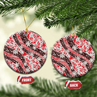 Uteute Tahiti Tiare Monstera Ceramic Ornament Polynesian Pattern Curve Style - Polynesian Pride