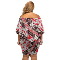 Uteute Tahiti Tiare Monstera Family Matching Off Shoulder Short Dress and Hawaiian Shirt Polynesian Pattern Curve Style LT01 - Polynesian Pride