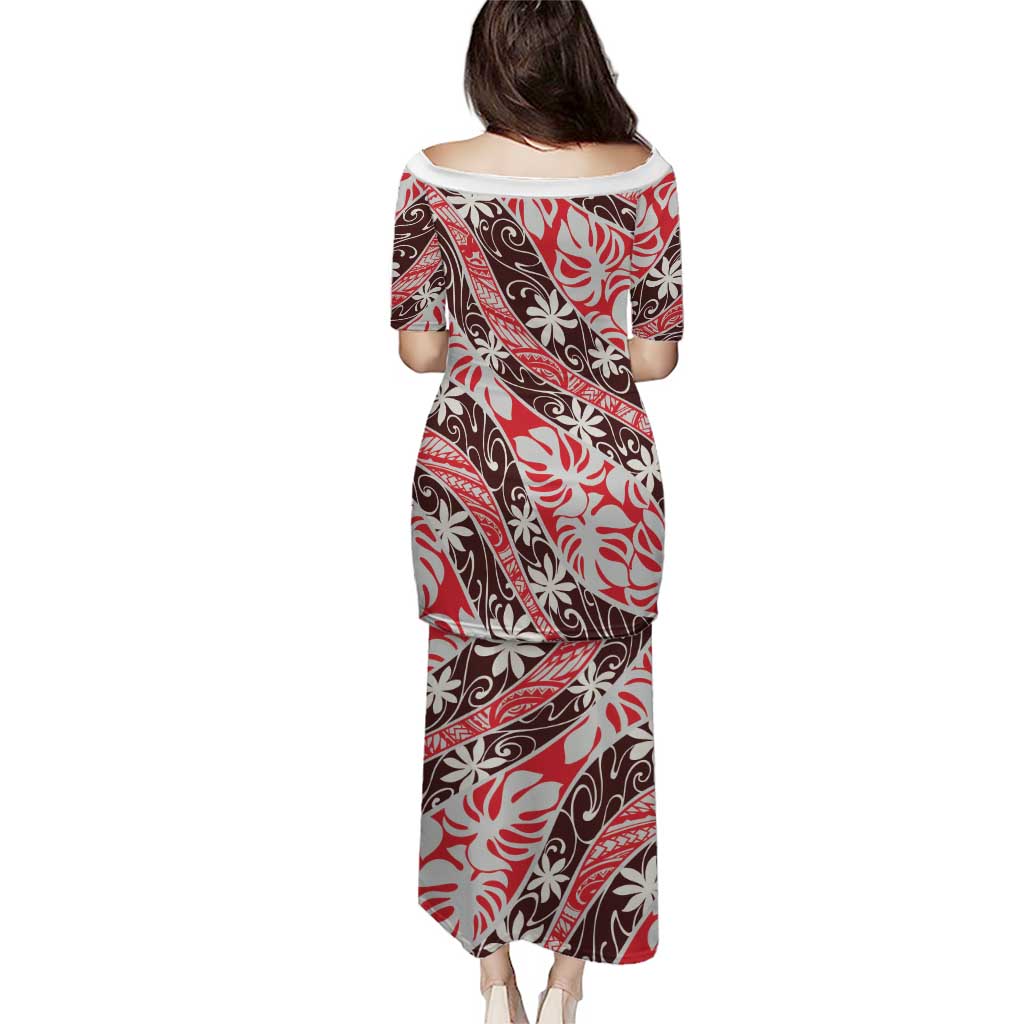 Uteute Tahiti Tiare Monstera Family Matching Puletasi and Hawaiian Shirt Polynesian Pattern Curve Style - Polynesian Pride