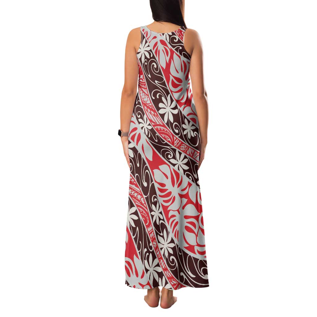 Uteute Tahiti Tiare Monstera Family Matching Tank Maxi Dress and Hawaiian Shirt Polynesian Pattern Curve Style LT01 - Polynesian Pride