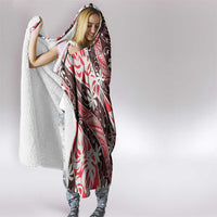 Uteute Tahiti Tiare Monstera Hooded Blanket Polynesian Pattern Curve Style - Polynesian Pride