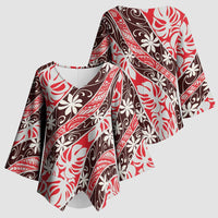 Uteute Tahiti Tiare Monstera Kimono Sleeve Blouse Polynesian Pattern Curve Style - Polynesian Pride