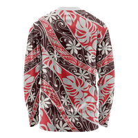 Uteute Tahiti Tiare Monstera Long Sleeve Shirt Polynesian Pattern Curve Style LT01 - Polynesian Pride