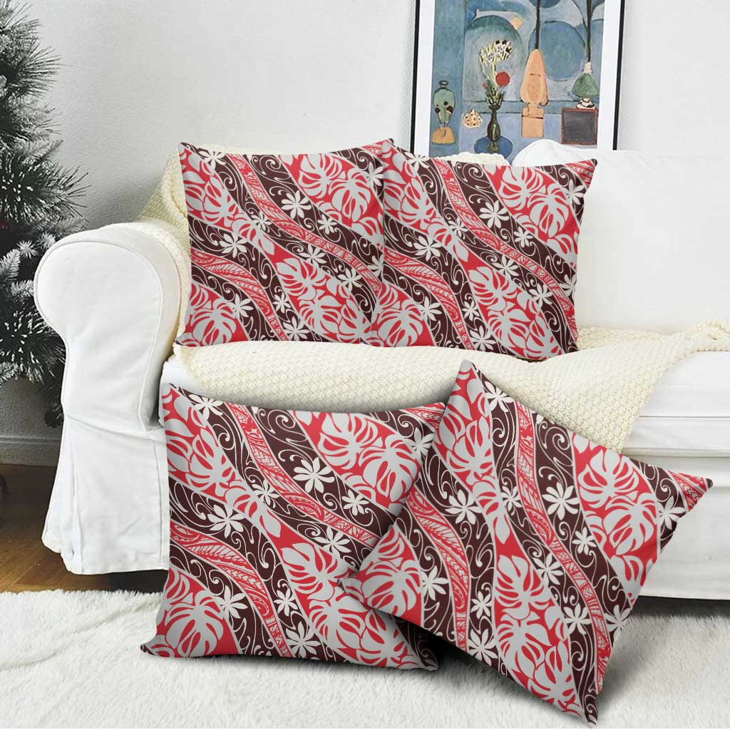 Uteute Tahiti Tiare Monstera Pillow Cover Polynesian Pattern Curve Style - Polynesian Pride