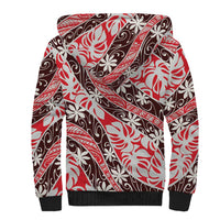 Uteute Tahiti Tiare Monstera Sherpa Hoodie Polynesian Pattern Curve Style LT01 - Polynesian Pride