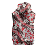 Uteute Tahiti Tiare Monstera Sleeveless Hoodie Polynesian Pattern Curve Style - Polynesian Pride