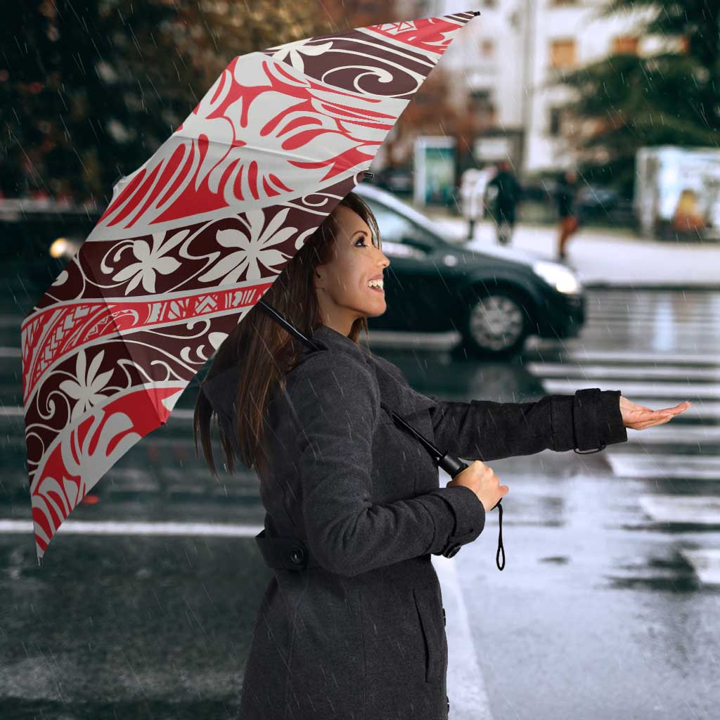 Uteute Tahiti Tiare Monstera Umbrella Polynesian Pattern Curve Style - Polynesian Pride