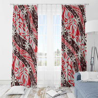 Uteute Tahiti Tiare Monstera Window Curtain Polynesian Pattern Curve Style - Polynesian Pride