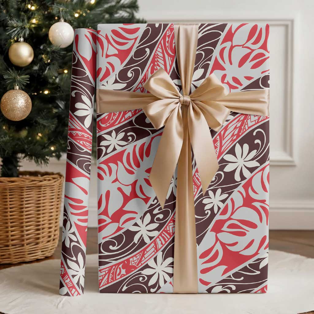 Uteute Tahiti Tiare Monstera Wrapping Paper Polynesian Pattern Curve Style - Polynesian Pride