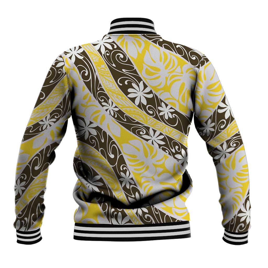 Rearea Tahiti Tiare Monstera Baseball Jacket Polynesian Pattern Curve Style LT01 - Polynesian Pride