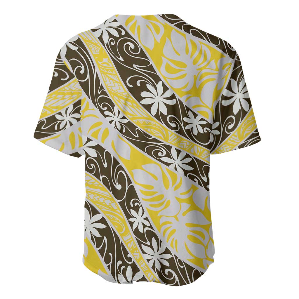 Rearea Tahiti Tiare Monstera Baseball Jersey Polynesian Pattern Curve Style - Polynesian Pride
