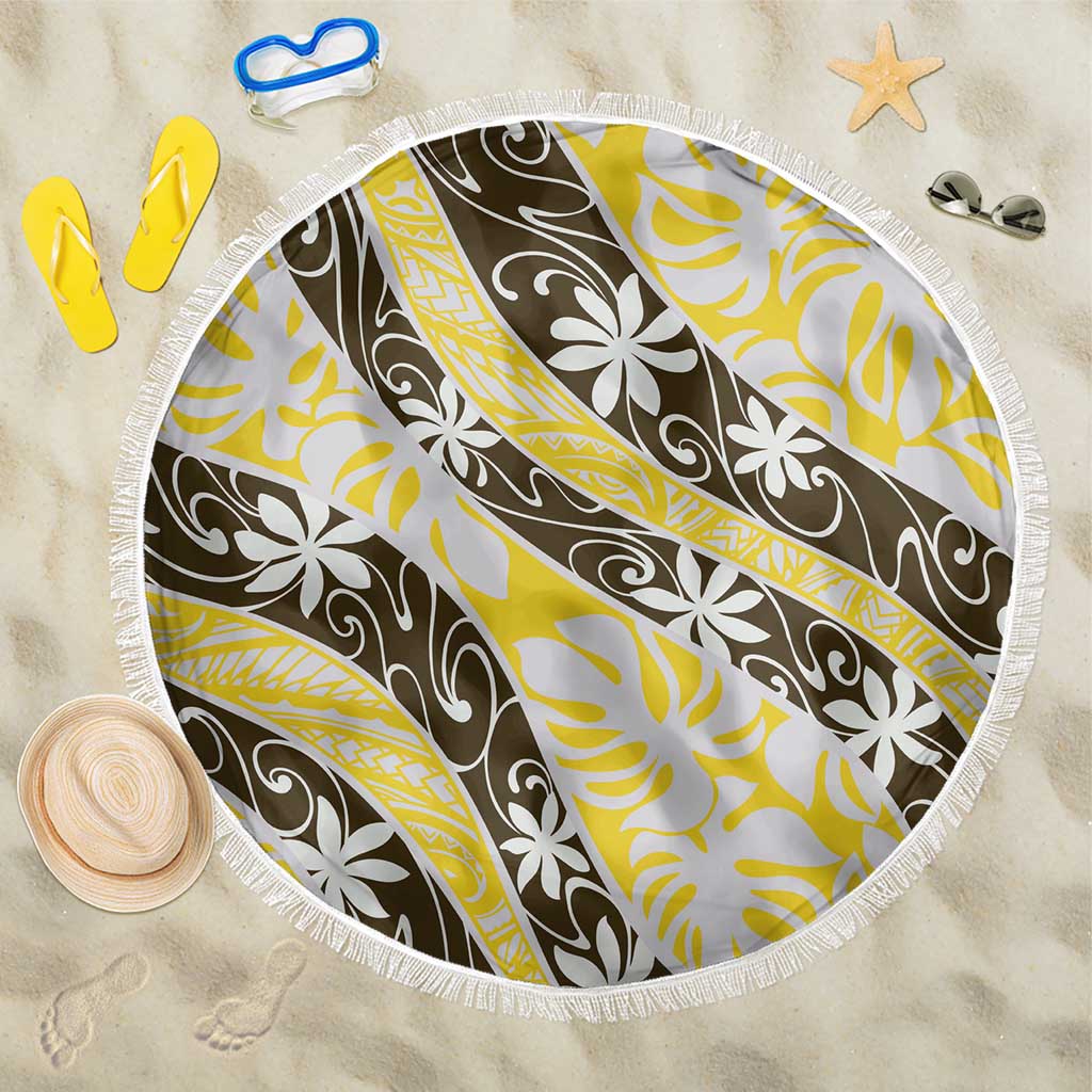 Rearea Tahiti Tiare Monstera Beach Blanket Polynesian Pattern Curve Style - Polynesian Pride