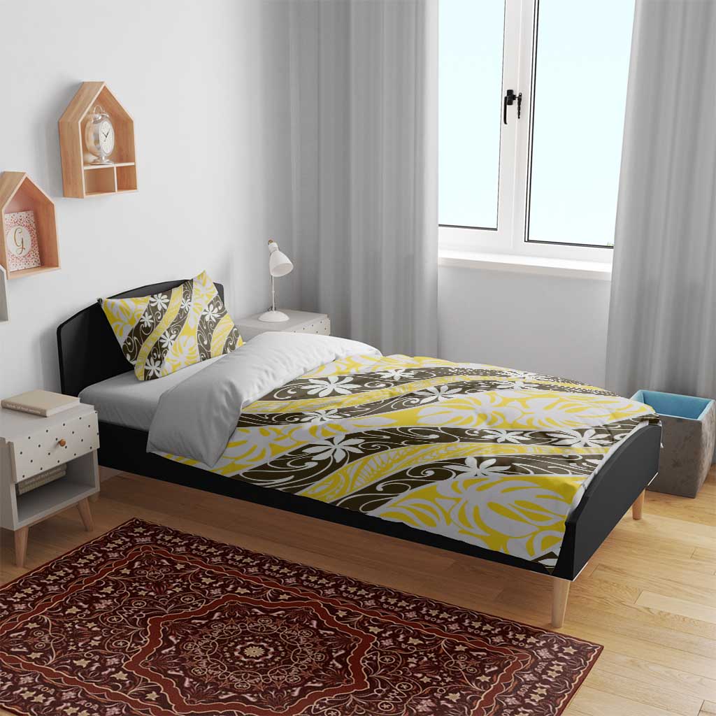 Rearea Tahiti Tiare Monstera Bedding Set Polynesian Pattern Curve Style - Polynesian Pride