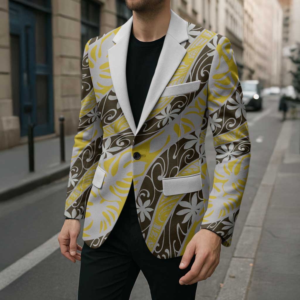 Rearea Tahiti Tiare Monstera Blazer Polynesian Pattern Curve Style - Polynesian Pride