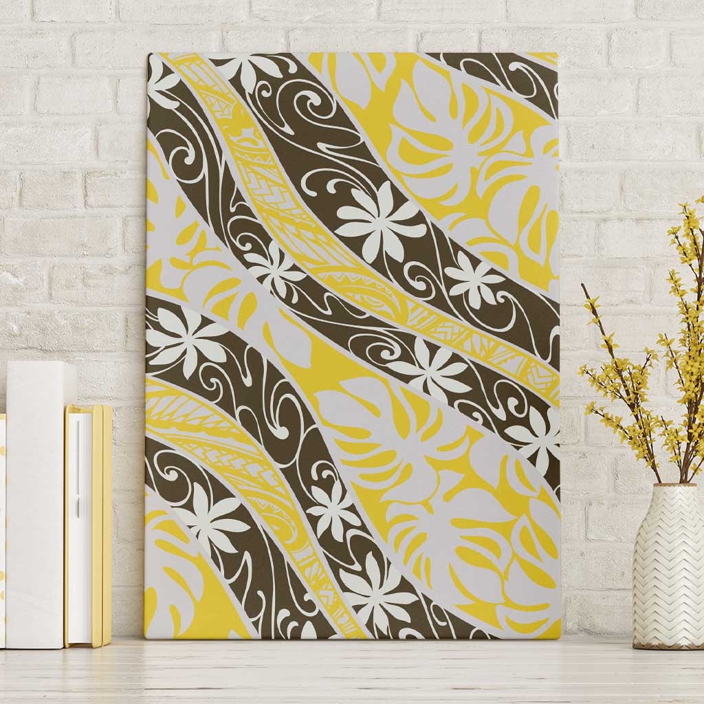 Rearea Tahiti Tiare Monstera Canvas Wall Art Polynesian Pattern Curve Style - Polynesian Pride