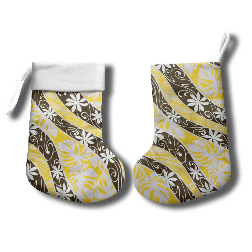 Rearea Tahiti Tiare Monstera Christmas Stocking Polynesian Pattern Curve Style - Polynesian Pride