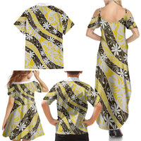 Rearea Tahiti Tiare Monstera Family Matching Summer Maxi Dress and Hawaiian Shirt Polynesian Pattern Curve Style LT01 - Polynesian Pride