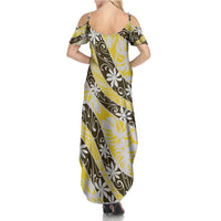 Rearea Tahiti Tiare Monstera Family Matching Summer Maxi Dress and Hawaiian Shirt Polynesian Pattern Curve Style LT01 - Polynesian Pride
