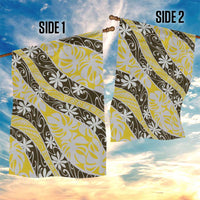 Rearea Tahiti Tiare Monstera Garden Flag Polynesian Pattern Curve Style - Polynesian Pride