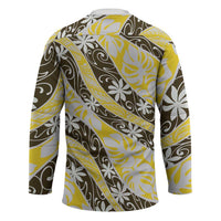 Rearea Tahiti Tiare Monstera Hockey Jersey Polynesian Pattern Curve Style - Polynesian Pride