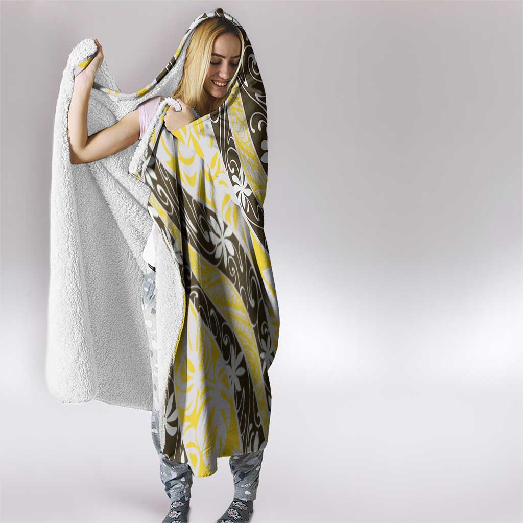 Rearea Tahiti Tiare Monstera Hooded Blanket Polynesian Pattern Curve Style - Polynesian Pride
