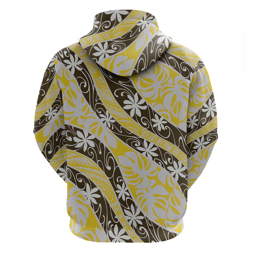 Rearea Tahiti Tiare Monstera Hoodie Polynesian Pattern Curve Style - Polynesian Pride