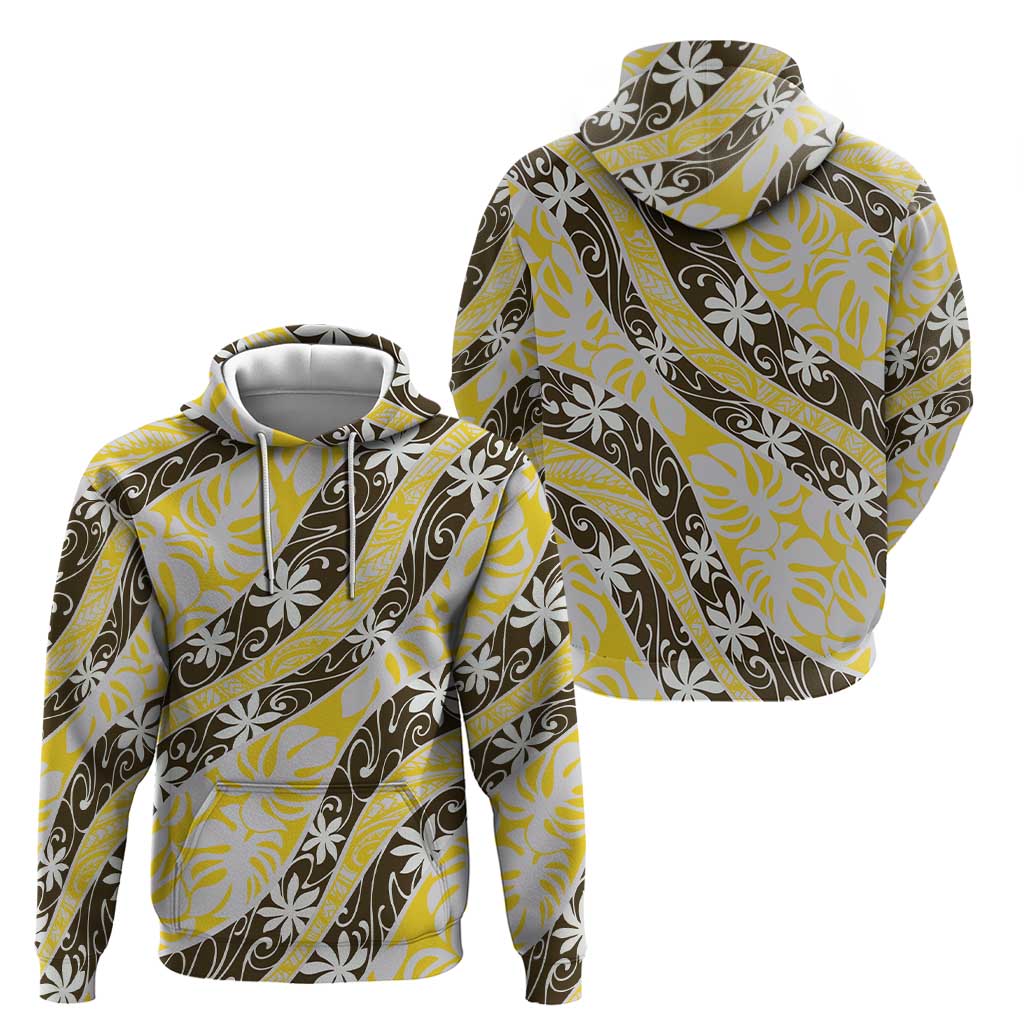Rearea Tahiti Tiare Monstera Hoodie Polynesian Pattern Curve Style - Polynesian Pride