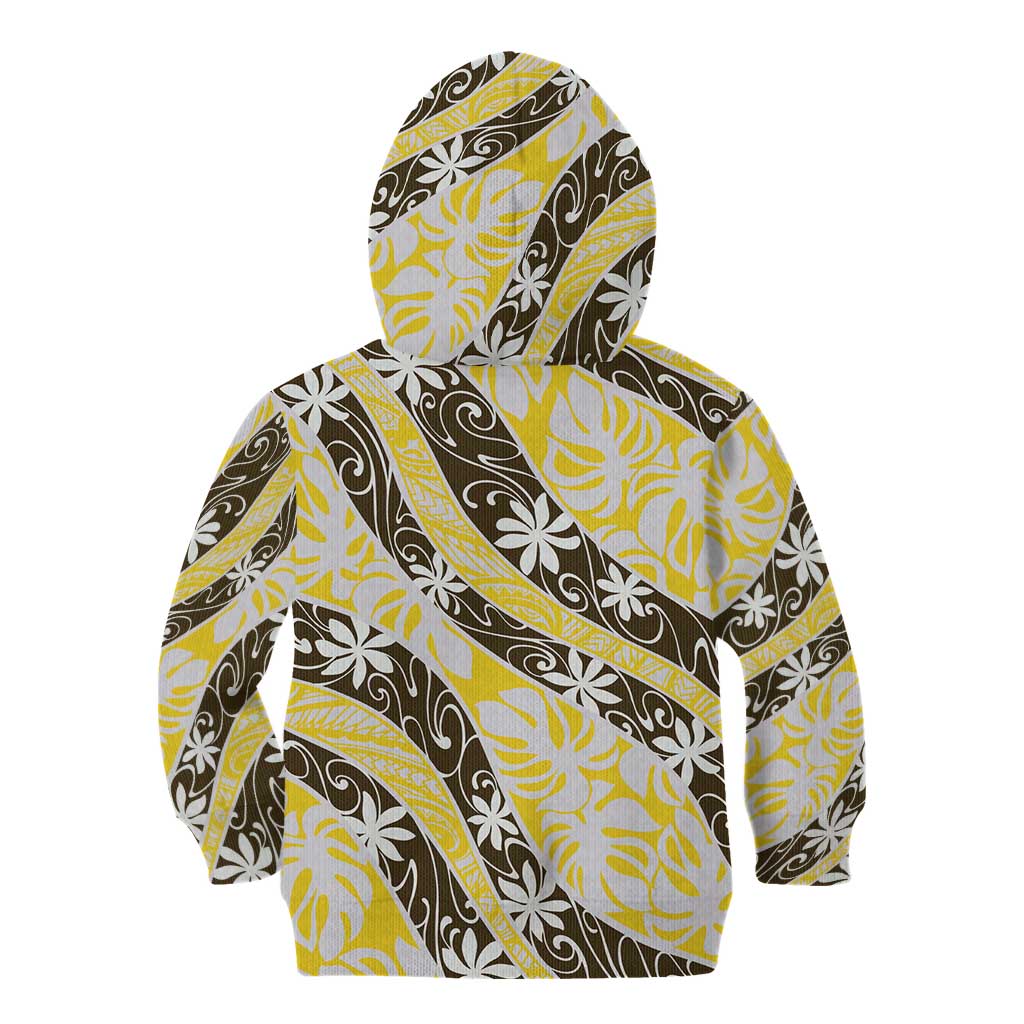 Rearea Tahiti Tiare Monstera Kid Hoodie Polynesian Pattern Curve Style - Polynesian Pride