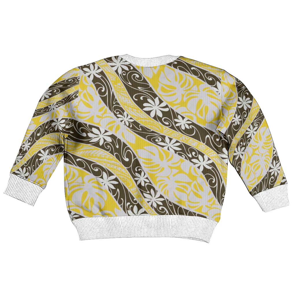 Rearea Tahiti Tiare Monstera Kid Ugly Christmas Sweater Polynesian Pattern Curve Style - Polynesian Pride