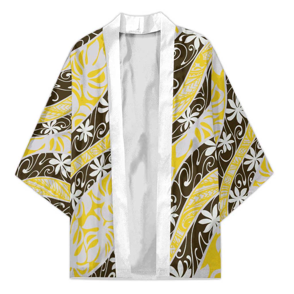 Rearea Tahiti Tiare Monstera Kimono Polynesian Pattern Curve Style LT01 Unisex Yellow - Polynesian Pride