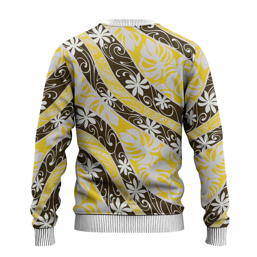 Rearea Tahiti Tiare Monstera Ugly Christmas Sweater Polynesian Pattern Curve Style - Polynesian Pride