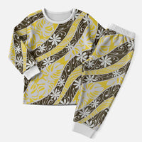 Rearea Tahiti Tiare Monstera Christmas Pajama Set Polynesian Pattern Curve Style - Polynesian Pride