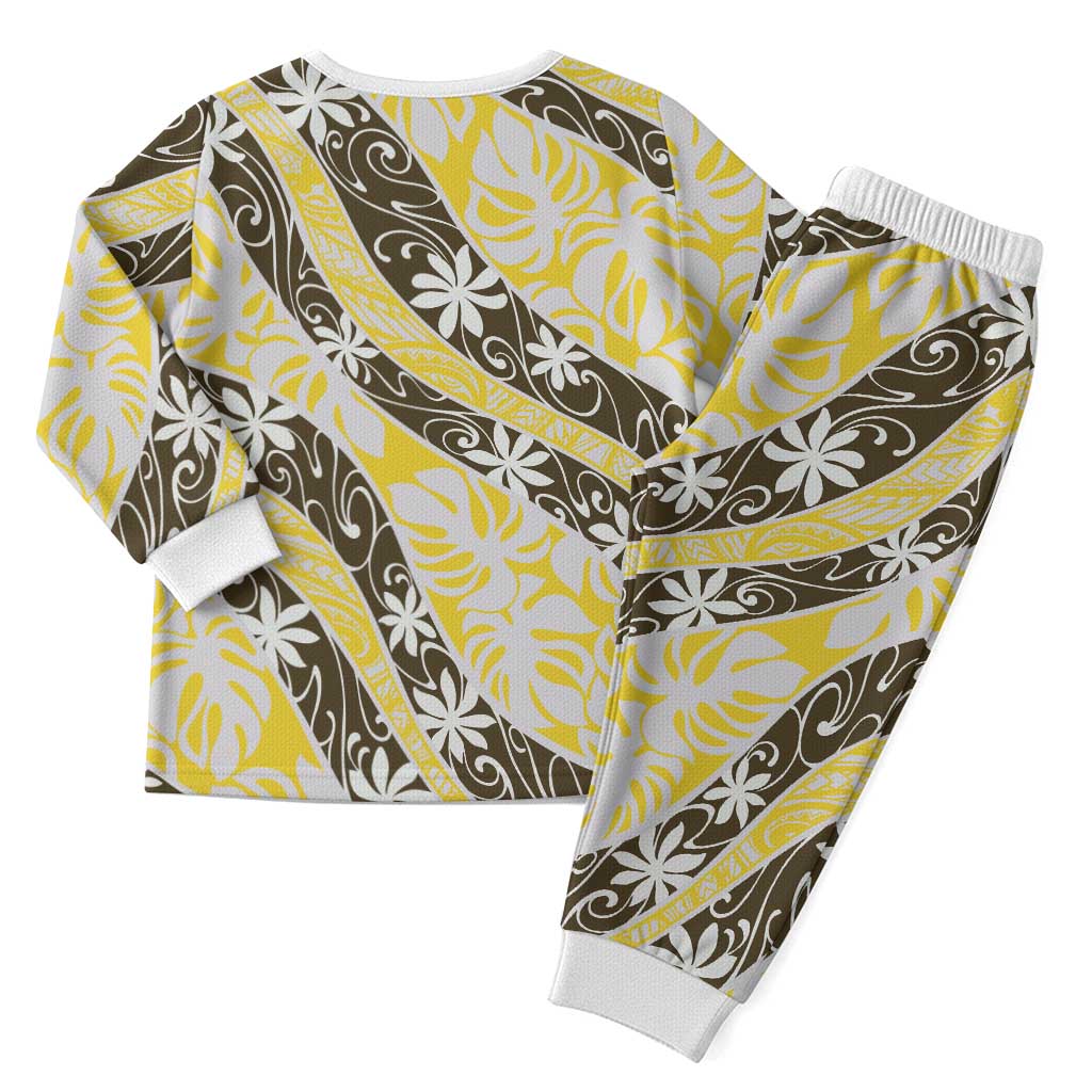 Rearea Tahiti Tiare Monstera Christmas Pajama Set Polynesian Pattern Curve Style - Polynesian Pride