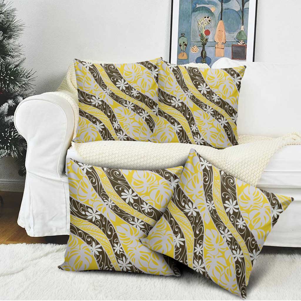 Rearea Tahiti Tiare Monstera Pillow Cover Polynesian Pattern Curve Style - Polynesian Pride