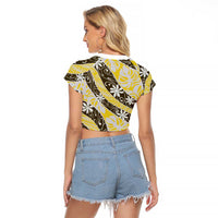 Rearea Tahiti Tiare Monstera Raglan Cropped T Shirt Polynesian Pattern Curve Style - Polynesian Pride