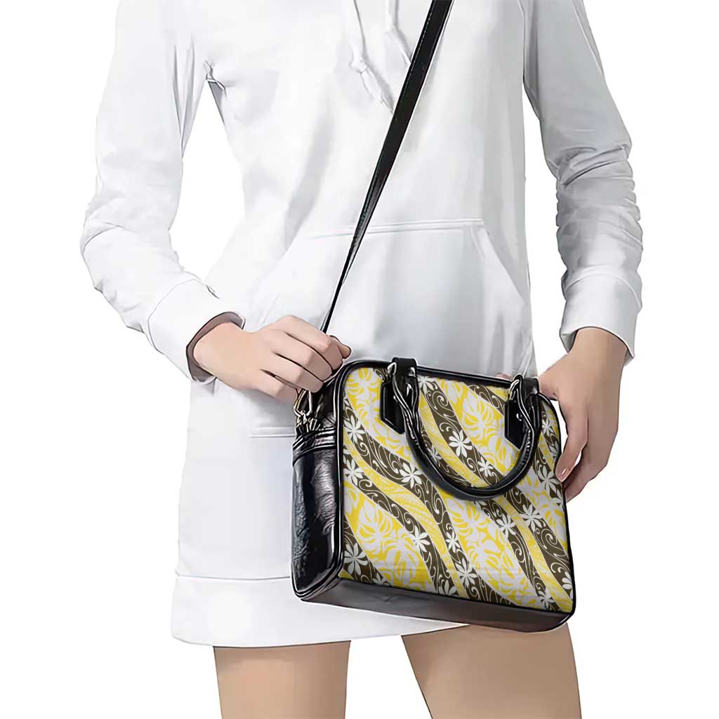 Rearea Tahiti Tiare Monstera Shoulder Handbag Polynesian Pattern Curve Style - Polynesian Pride