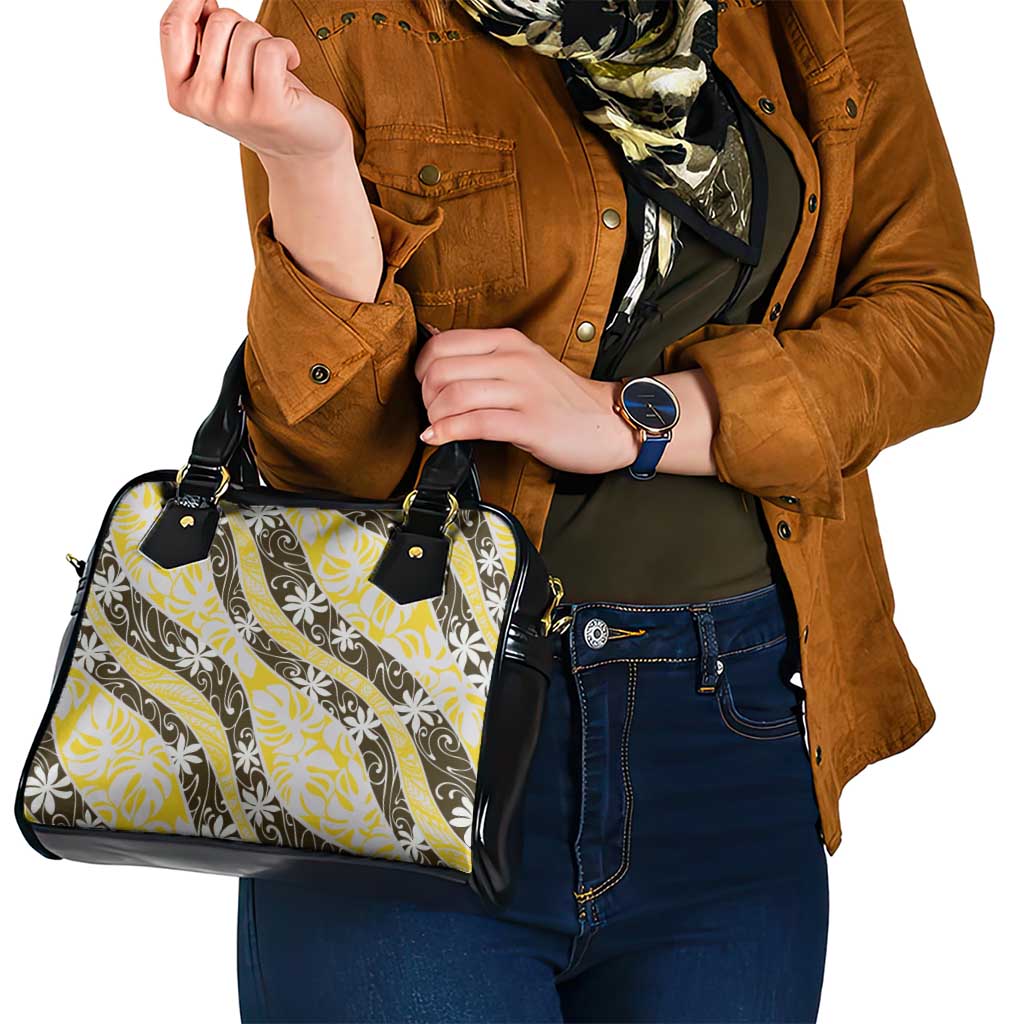 Rearea Tahiti Tiare Monstera Shoulder Handbag Polynesian Pattern Curve Style - Polynesian Pride