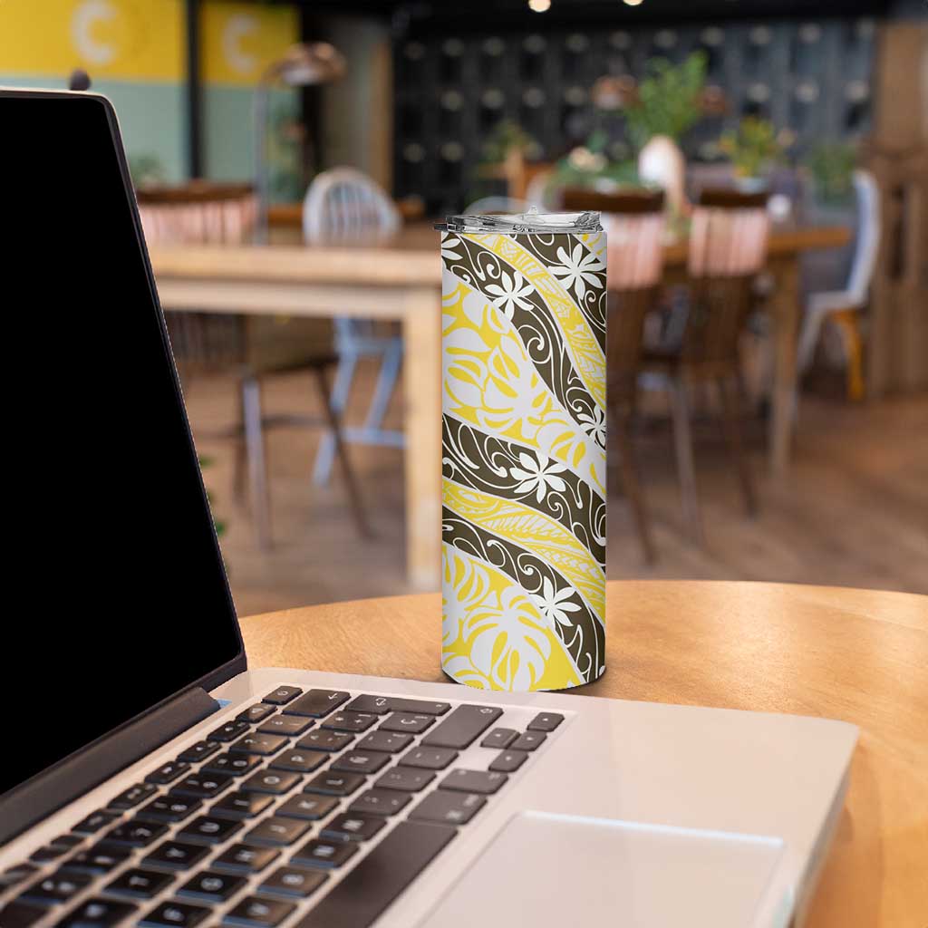 Rearea Tahiti Tiare Monstera Skinny Tumbler Polynesian Pattern Curve Style - Polynesian Pride