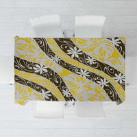 Rearea Tahiti Tiare Monstera Tablecloth Polynesian Pattern Curve Style LT01 Yellow - Polynesian Pride