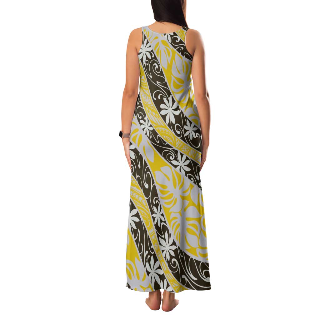 Rearea Tahiti Tiare Monstera Tank Maxi Dress Polynesian Pattern Curve Style LT01 - Polynesian Pride
