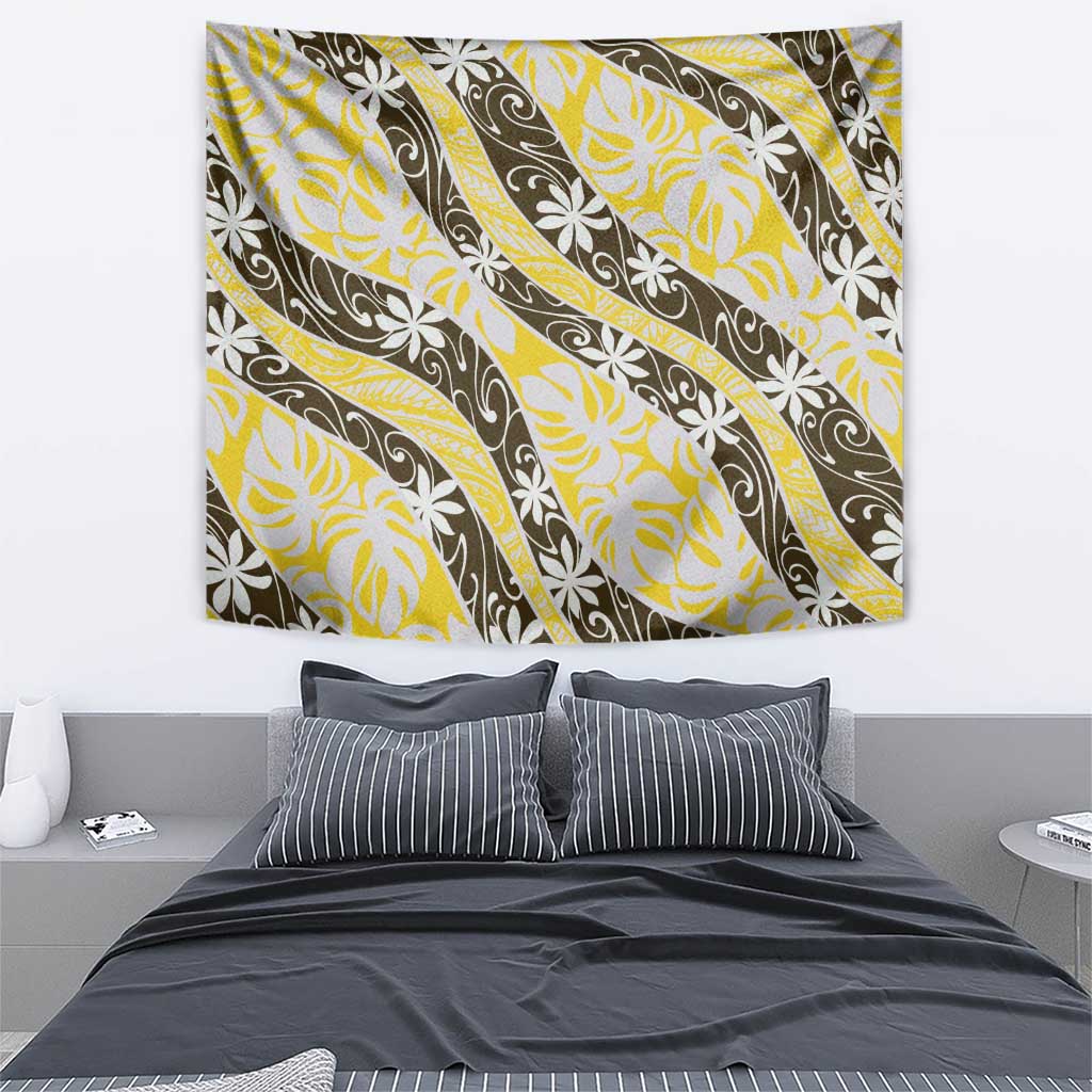 Rearea Tahiti Tiare Monstera Tapestry Polynesian Pattern Curve Style - Polynesian Pride