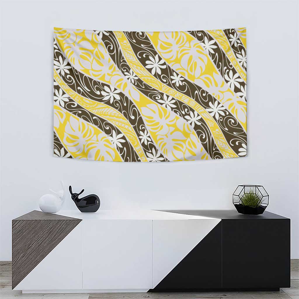 Rearea Tahiti Tiare Monstera Tapestry Polynesian Pattern Curve Style - Polynesian Pride